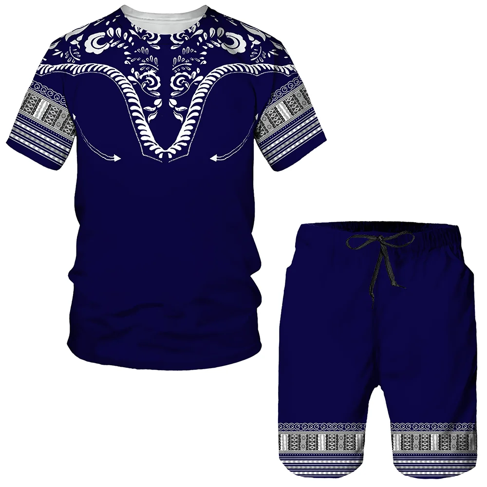 New Summer 3D Printing Men's Tracksuit Sweatpants Upscale Popular 2 Pieces Oversized Set Fashion Casual Chinese Style Streetwear