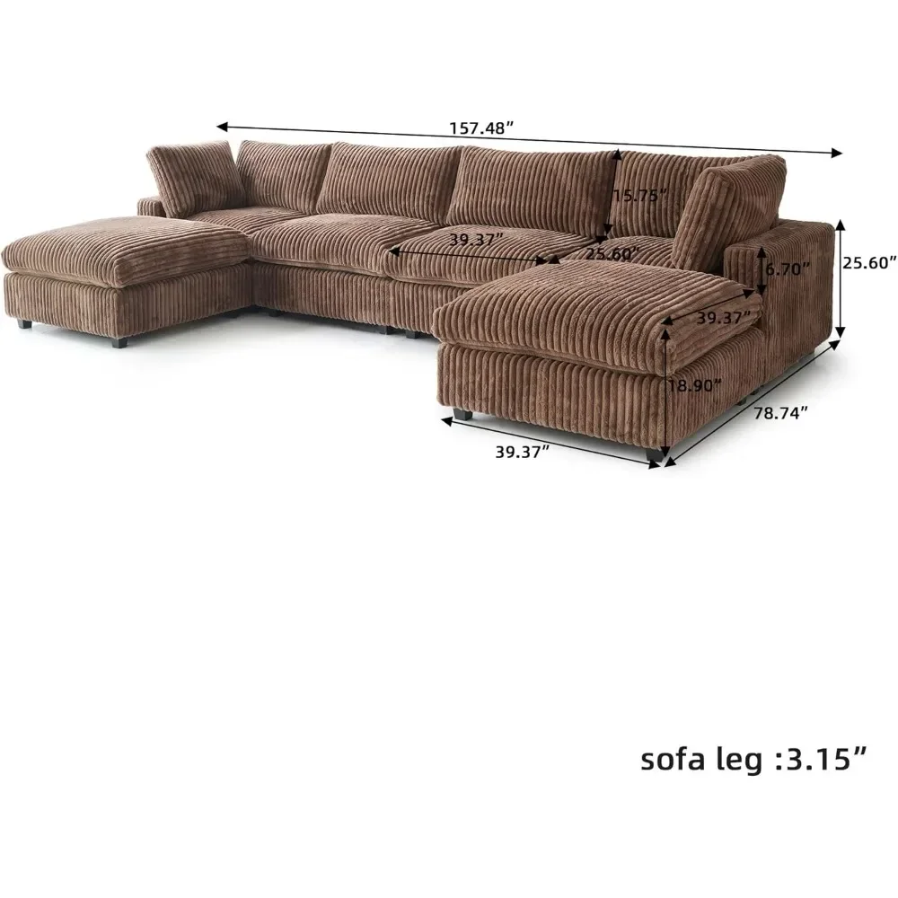 Modular Sectional Sofa,Convertible UShaped Sofa Couch with Chaise Ottoman,Deep Seat Cloud Sectional Couch,6 Seat for Living Room