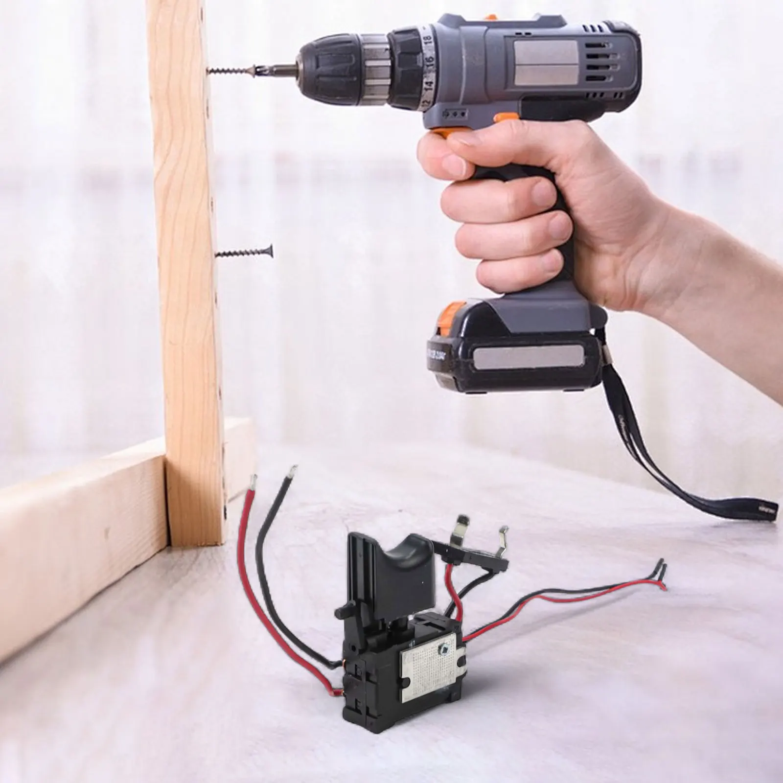 Speed Control Push Button Trigger Switch for Electric Drill Dustproof Compatible with 7 2V 24V Voltage Power Tools