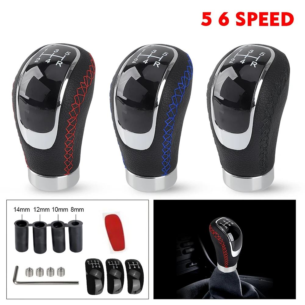 Universal 5/6 Speed PU Leather Gear Shift Knob Shifter Lever Handle Manual Car Gear Stick Head Shift Replacement Knob Parts
