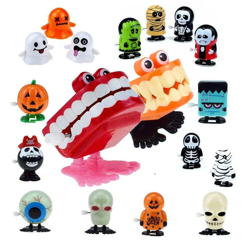 

Dental Toys Novelty Windup Chain Jumping Teeth Ghost Skeleton Pumpkin Halloween Windup Little Toy Christmas Santa Claus Gifts