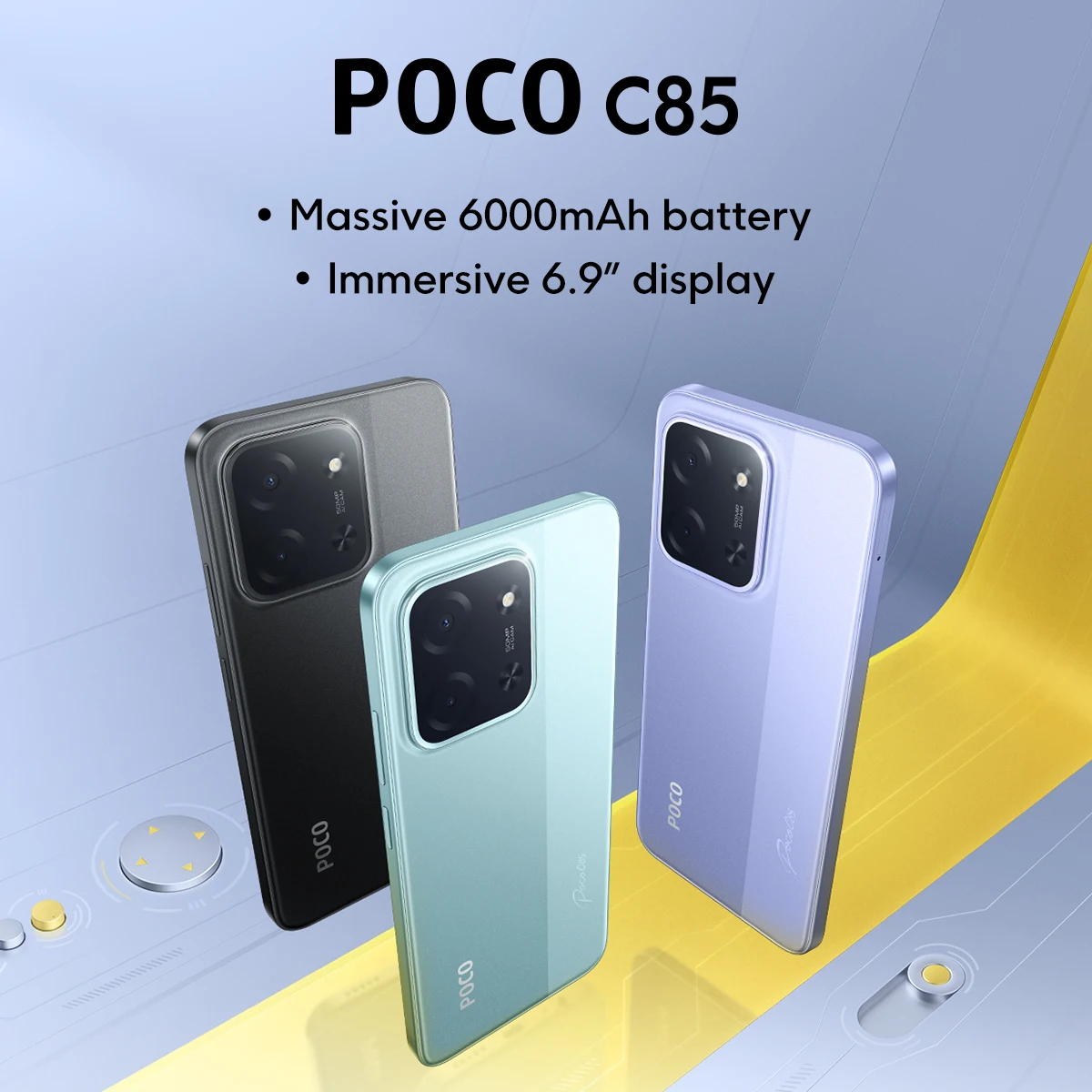POCO C85(25078PC3EG) 256GB ROM AMOLED WQHD + 120 هرتز 6.9 هاتف ذكي معالج ثماني النواة قوي، بطارية 50 ميجابكسل 6000 مللي أمبير 33 وات