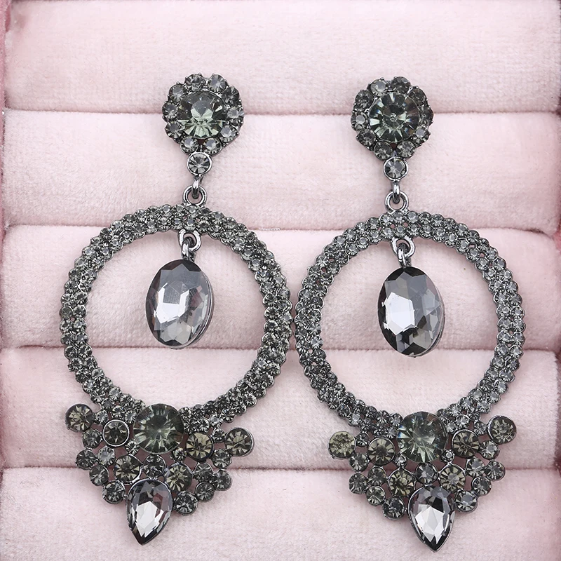 Veyofun Vintage hollow out circular design women's crystal earrings wedding dress accessories earrings fashion jewelry wholesale