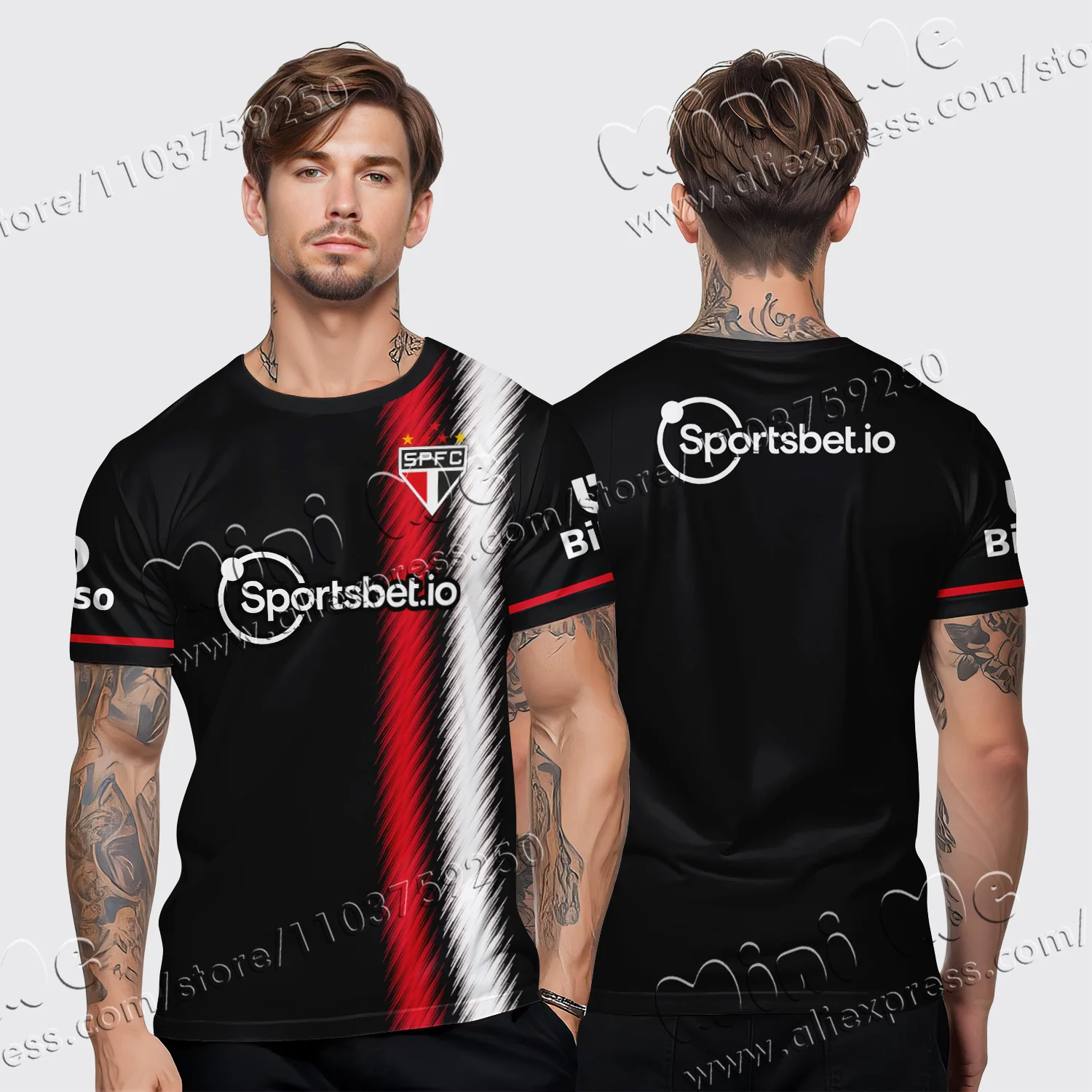 São Paulo FC Football Jersey T Shirts Adult & Kids Light Luxury Digital Printed Soccer Uniforms Summer Mens São Paulo FC  Tees