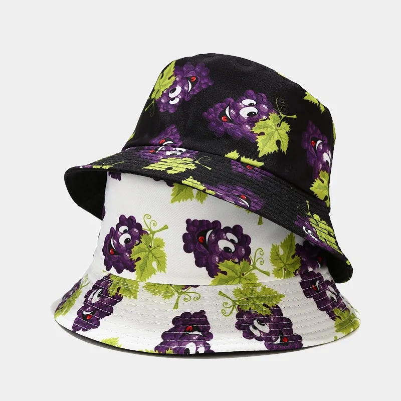 Kreative bedruckte Eimerkappe mit Fruchtmuster, Unisex, Freizeit-Fischerhut für den Außenbereich, Sommer-Strand-UV-Schutz-Sonnenhut, Panama-Bob – Detail 31