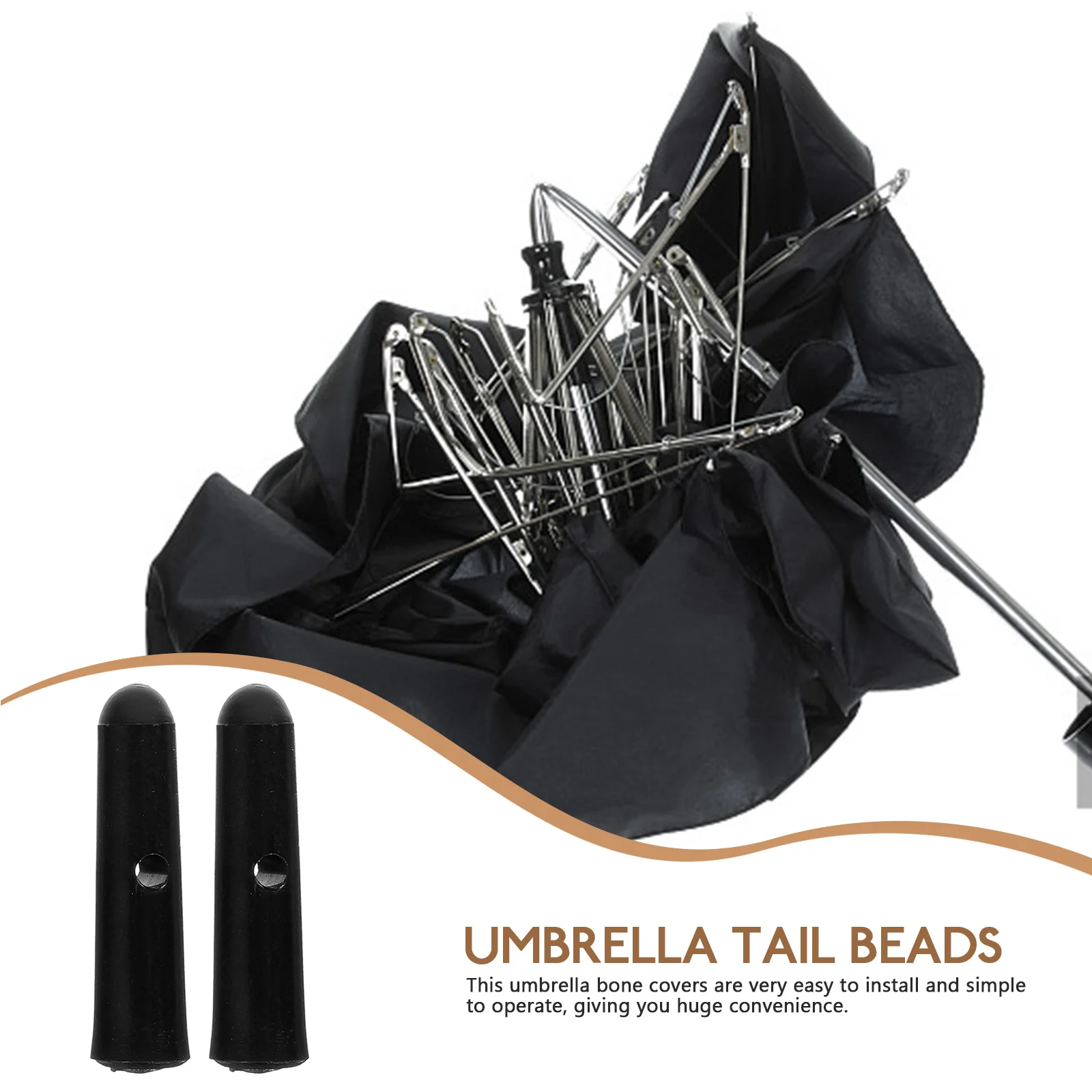 

10pcs 3 2mm Black Plastic Umbrella Tail Beads Accessories Durable Replacement Parts Folding Bone Covers Parasol Repair