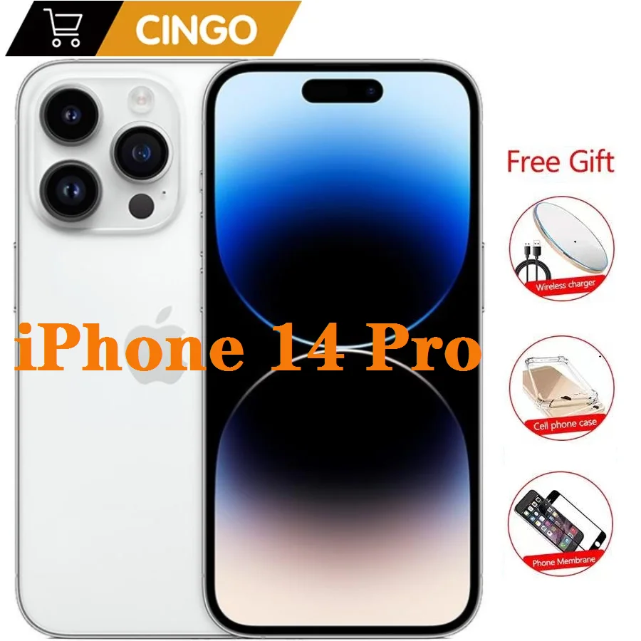 Unlocked Used Apple iPhone 14 Pro 128GB 256GB  ROM 6GB RAM Dual eSIM 1SIM + 1eSIM 6.1\