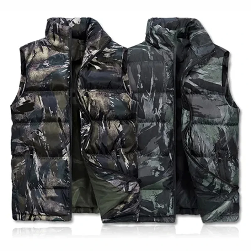 سترة مموهة كاجوال للرجال ، قميص داخلي سميك من القطن مقاوم للرياح ، ملابس خبز دافئة بدون أكمام ، موضة جديدة ، الخريف والشتاء #1