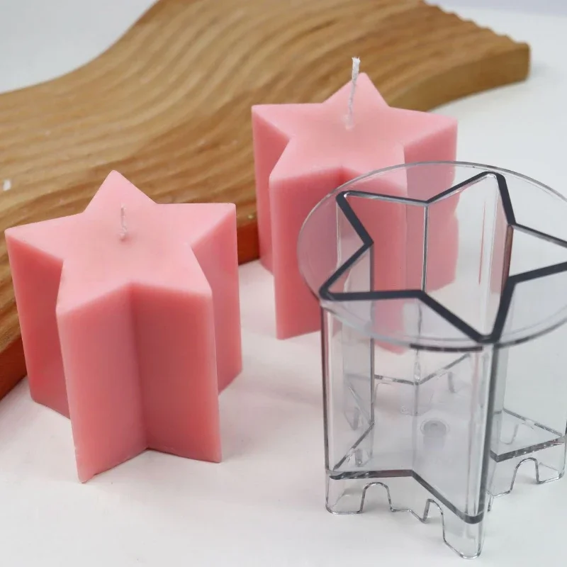 Cute Pentagram Star PC Acrylic Candle Mold Geometry Love Candle Making Resin Soap Mold Gifts Easy Demoulding Craft Home Decor