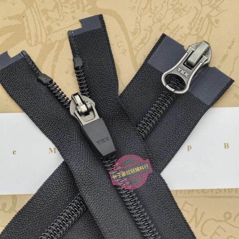 

Double Leather Label Zipper YKK Black No. 5 Nylon Down Jacket Long Zipper 60 65 70 75 80 85 90 95 100 110 120 cm