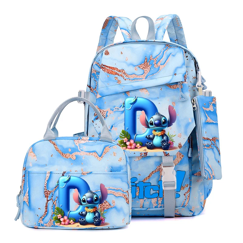 Disney Lilo Stitch SchoolBag Kids Lunch Bag Primary and Secondary Students Backpack Pen Case Boy Girl Fashion Cute Knapsack Gift