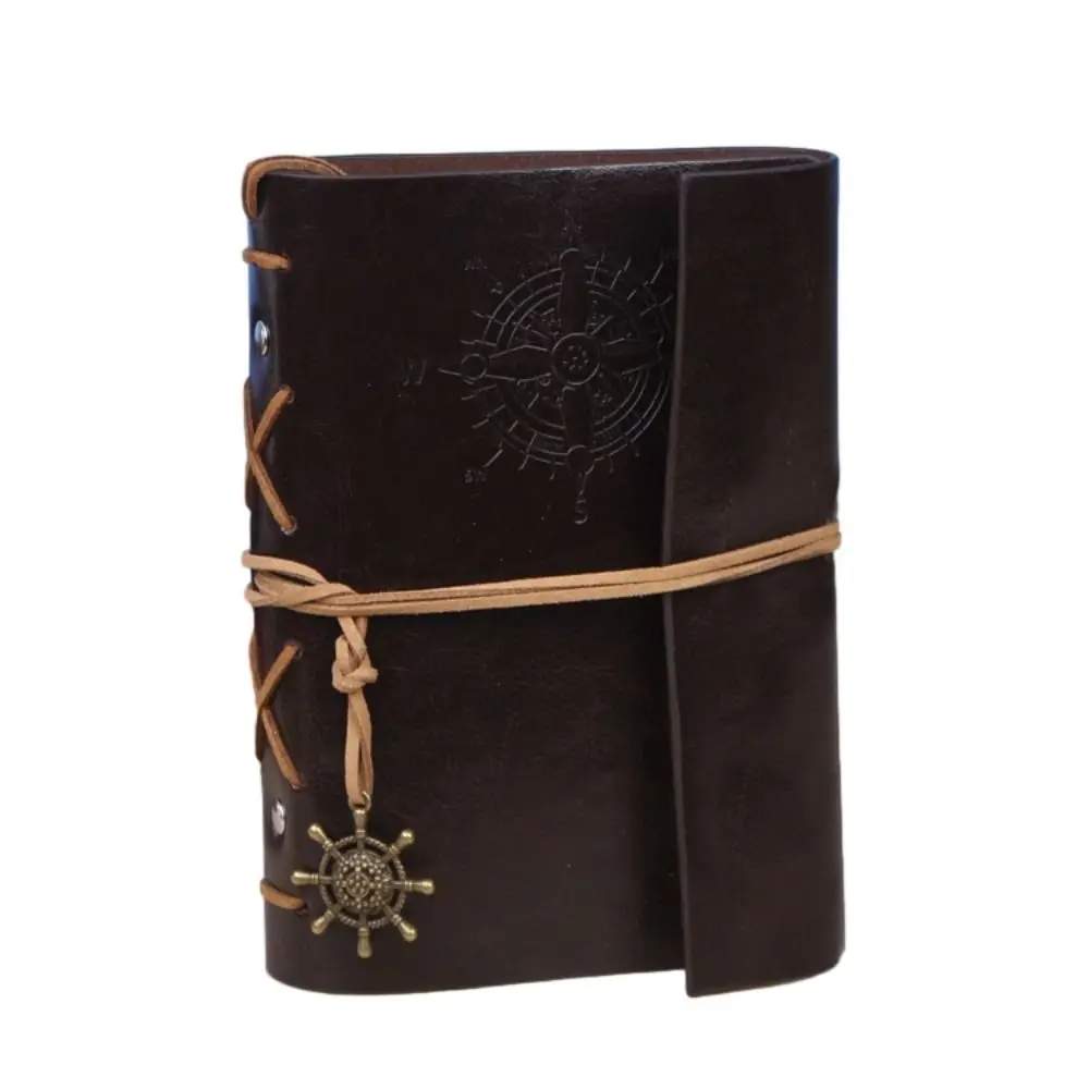 

Laced A6 Notebook Imitation Leather Cover with 3D Rudder Bookmark Laced Scrapbook Simple Thickened Business Notepad Office
