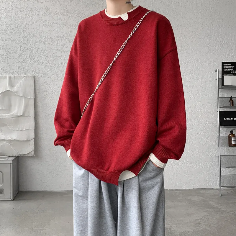 

Мужской круглый вязаный свитер Ne Long Sve Base Layer Thermal Nucleus Fake из двух предметов, осень-зима, новый модный бренд...