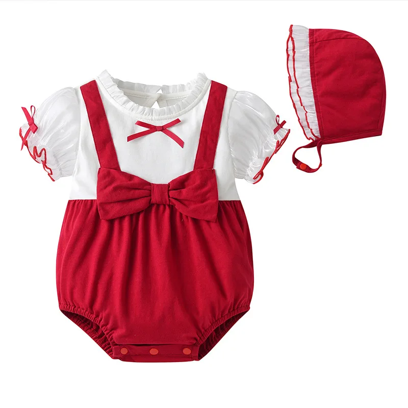 Baby Summer Dress Bow Small fragrance baby Dress One year Dress Foreign Style Crawling Suit