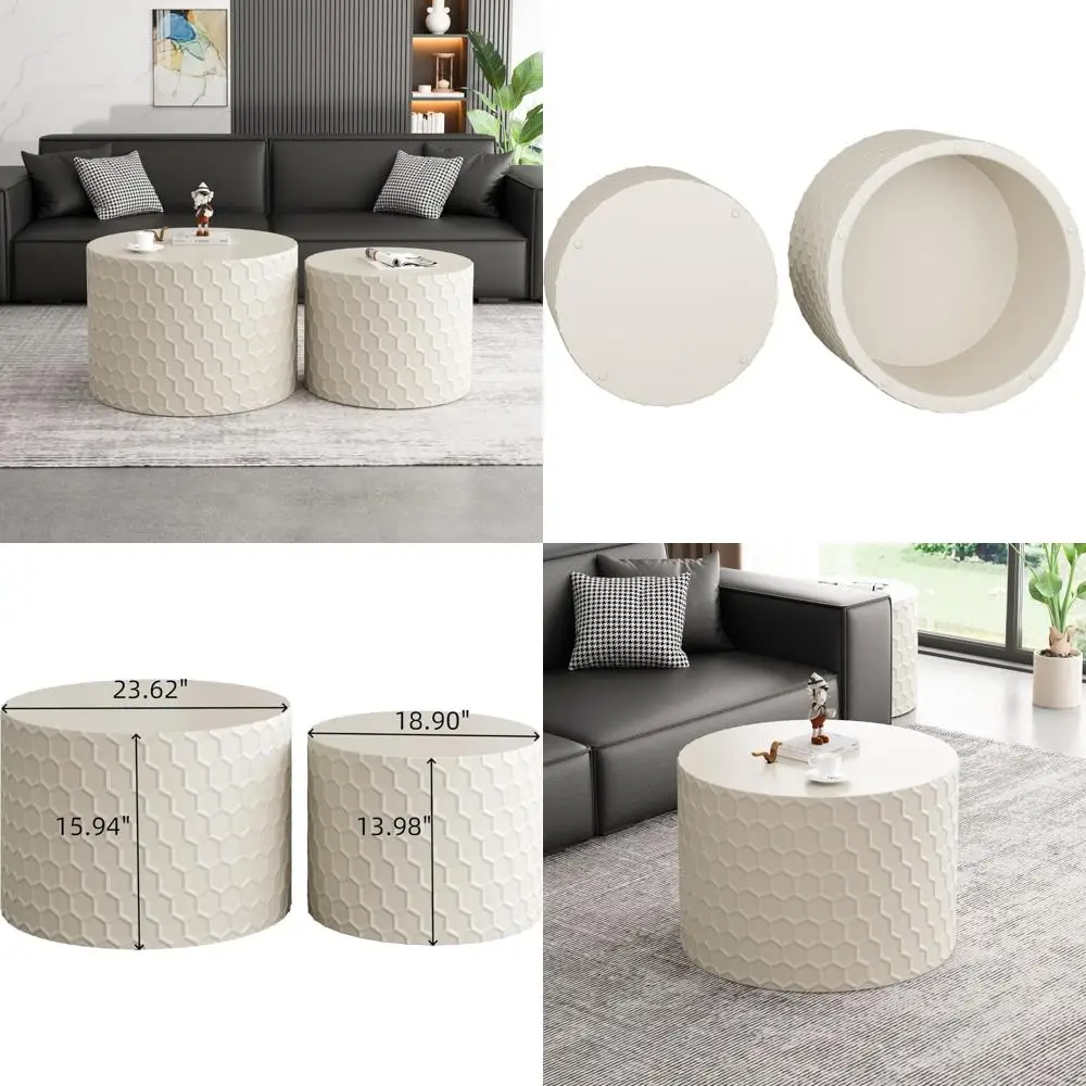 

Современный круглый журнальный столик с барабанами, набор из 2 шт., современные приставные столики для гостиной