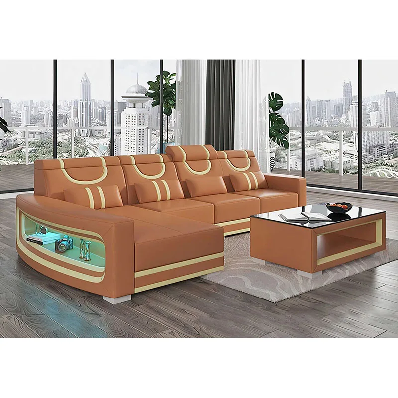 Hot Selling Sofa Top Layer Cowhide Modern Minimalist Living Room Corner Combination Furniture New Leather Sofa ly11