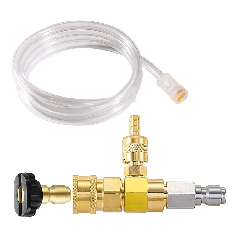 1 Set Adjustable Chemical Injector Injector For Pressure Washer 3/8Inch Soap Injector With Siphon Hose & Soap Nozzle