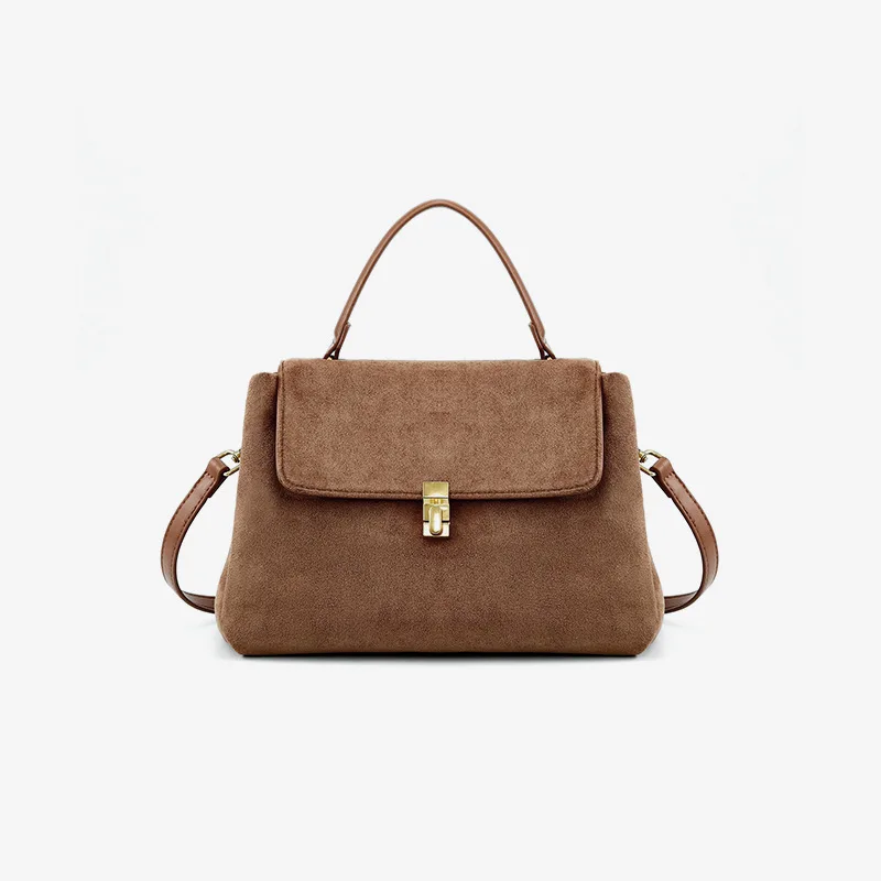 Maxdutti-bolsa portátil de camurça feminina, com um ombro, tiracolo, alta capacidade, nova, outono e inverno, 2023