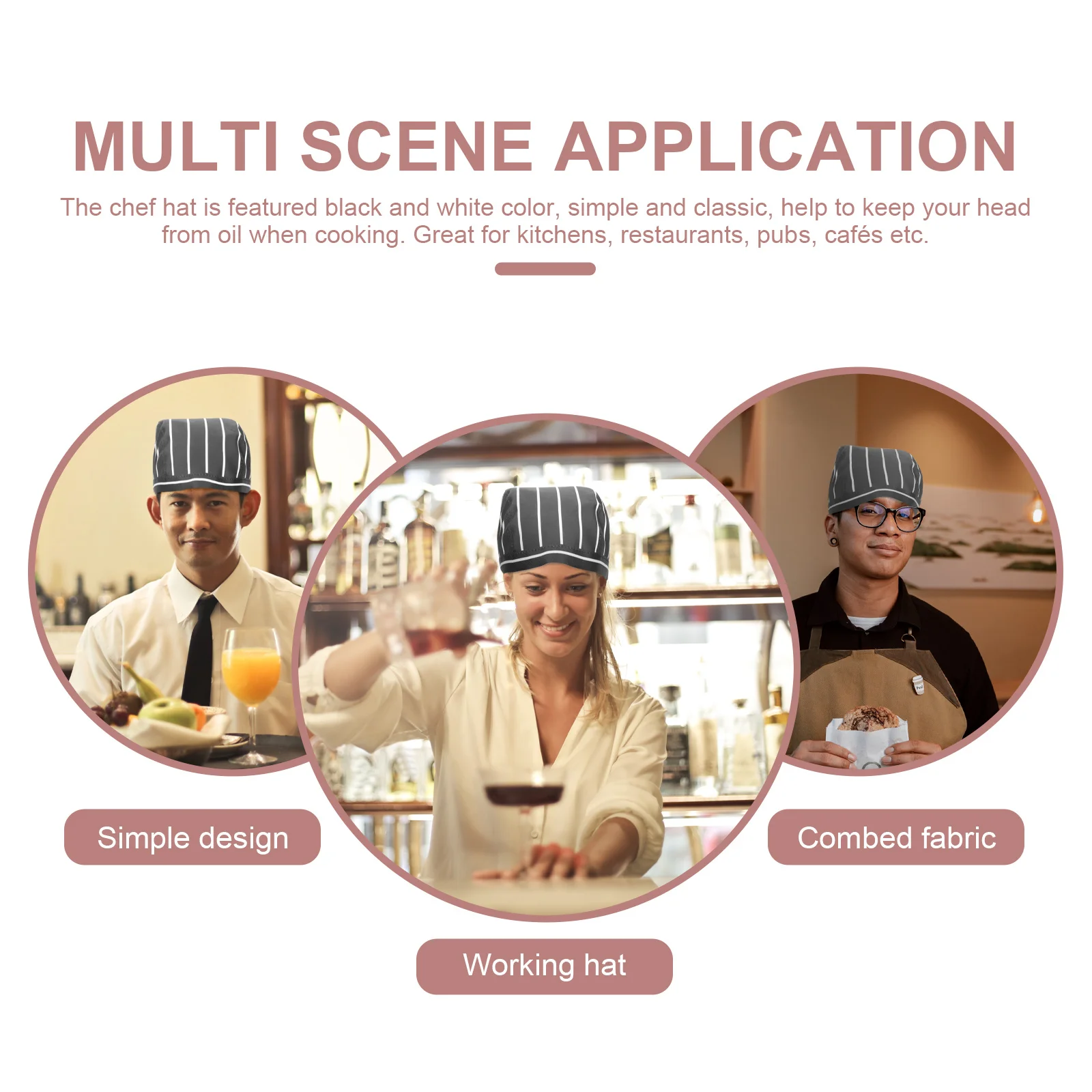 2Pcs Chef Hat Black White Cotton Breathable Classic Kitchen Catering Cooking Restaurant Caps Chef Hat Kitchen Supply