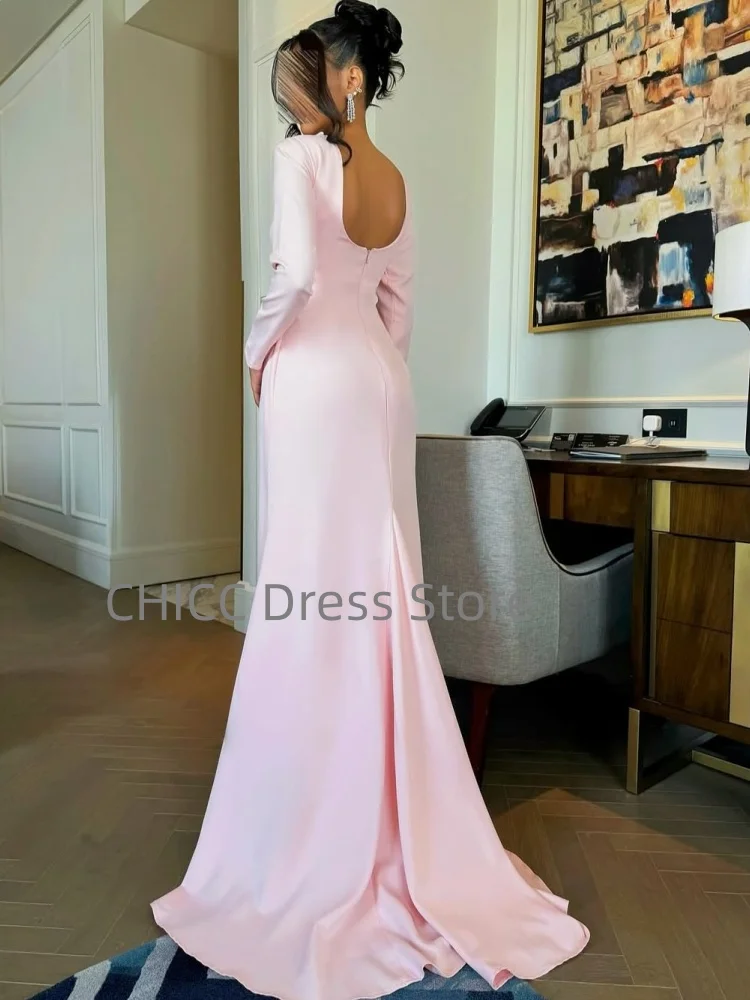 Elegante Avondjurken O-hals Lange Mouw Zeemeermin Galajurk Dames Bruiloftsgast Feestjurken Aangepast فسات Cosa •Мة