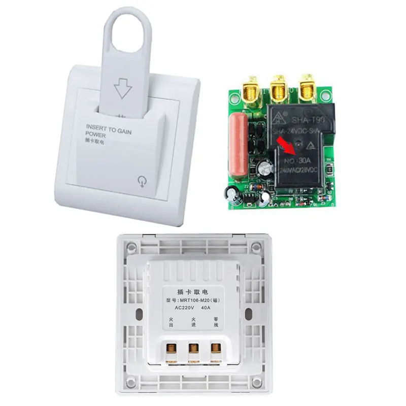 Smart Magnetic Card Electric Energy Saving Switch Plug-In Switch 40A Without Time Delay Three Line Insert Key For Power