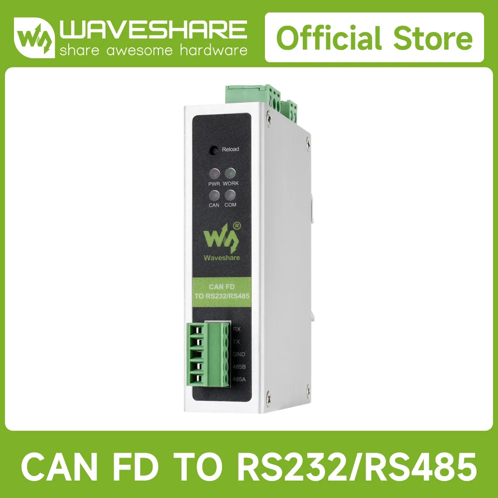 Waveshare CAN FD Protocol Converter, CAN FD To RS232/RS485 Bidirectional Data Communication, Supports 5 Data Conversion Modes