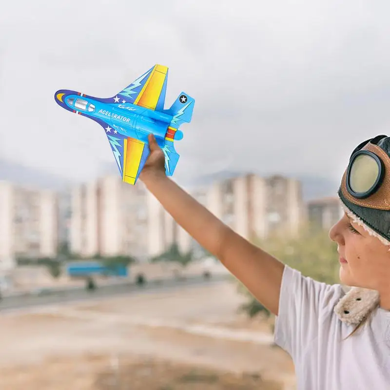 Jouets d'avion à lancer avec poignée de lancement pour garçons et filles, jouets d'avion volants, sports de plein air, cadeaux d'anniversaire