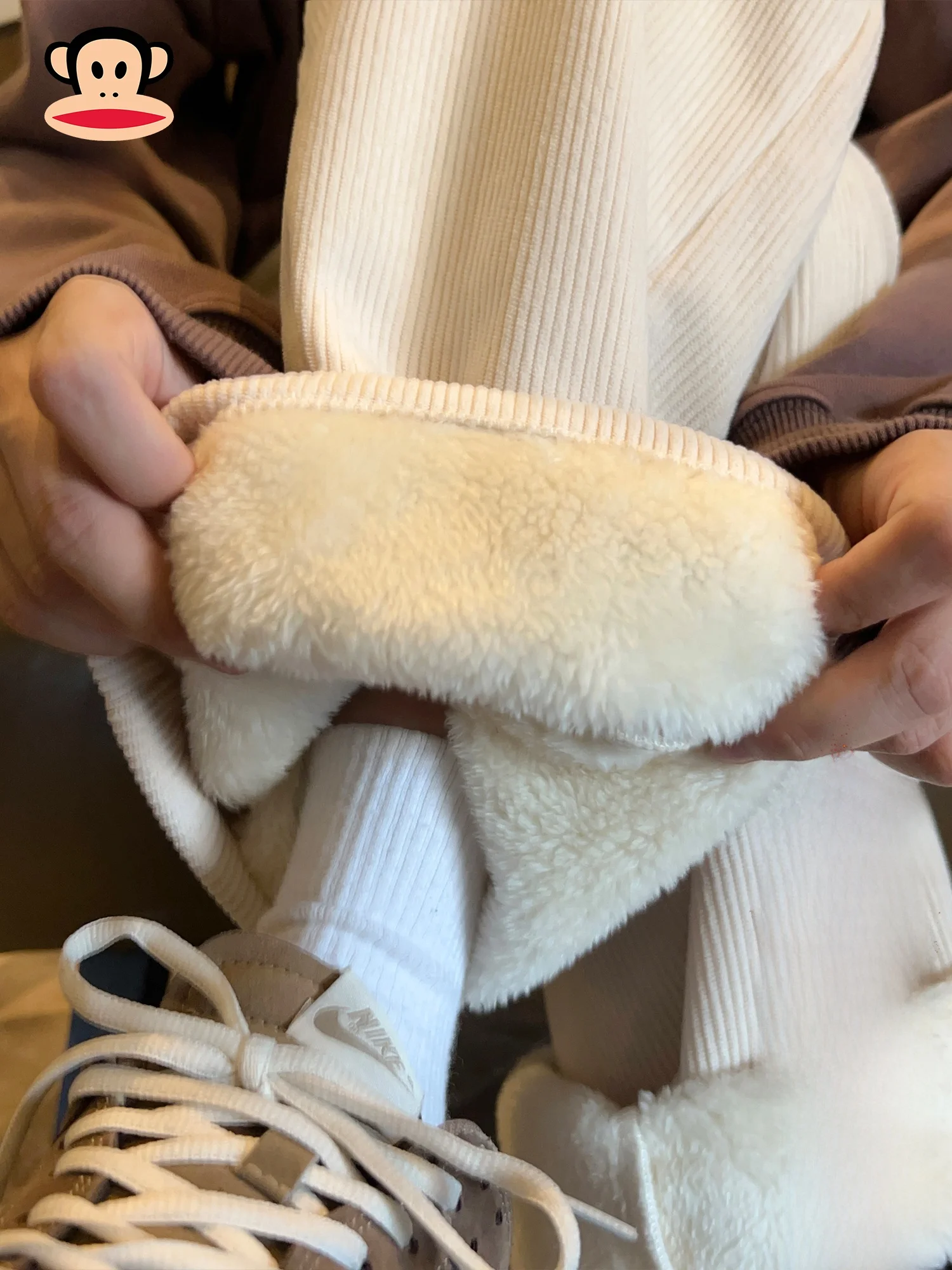 

Мужские вельветовые брюки Paul Frank на флисовой подкладке, зимние теплые свободные брюки с широкими штанинами, удобные брюки свободного кроя