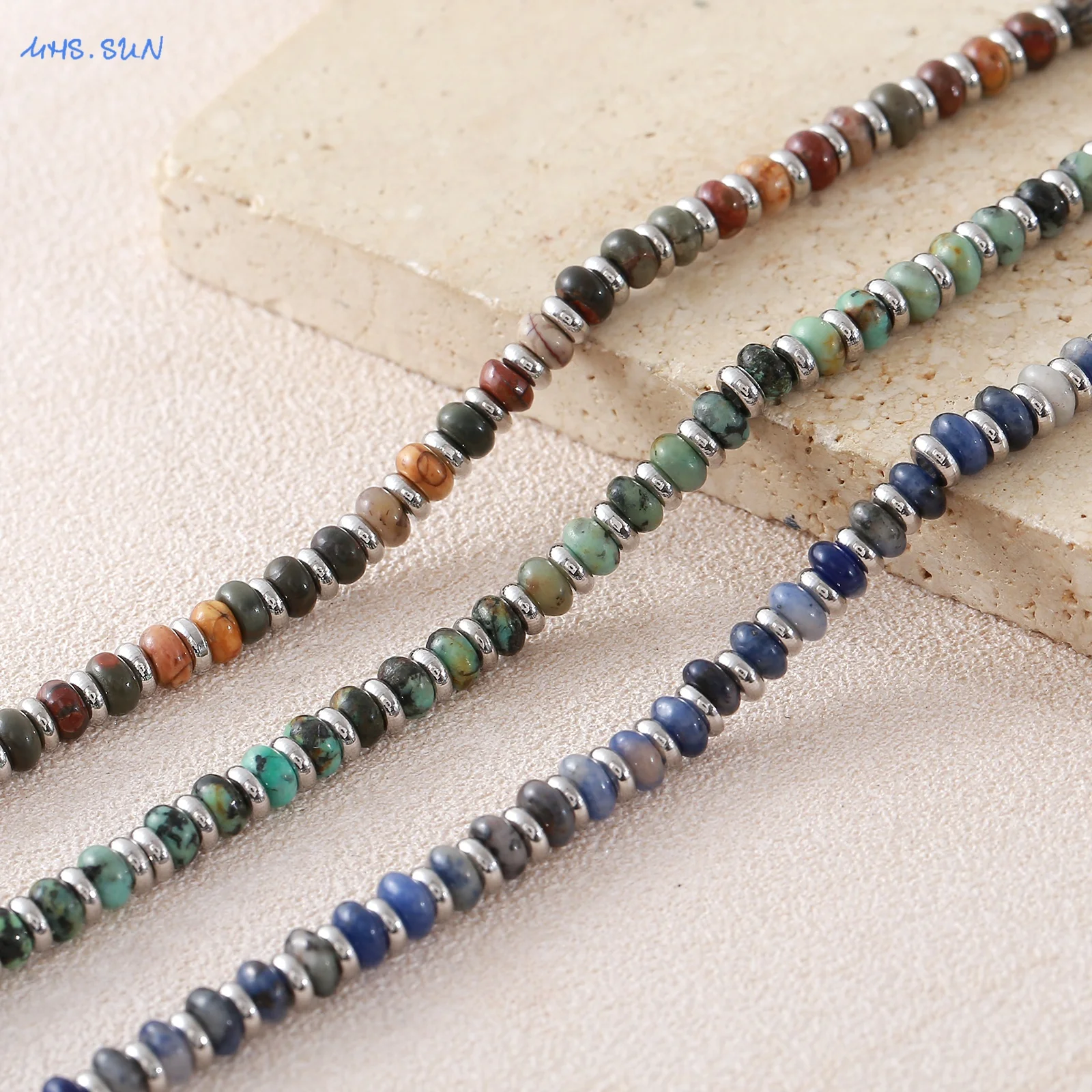 Fashion 2*4mm Natural Stone Tiger Eye Blue Turquoise Round Beaded Bracelet Men Jewelry Gift For Daily Commute And Party Wear