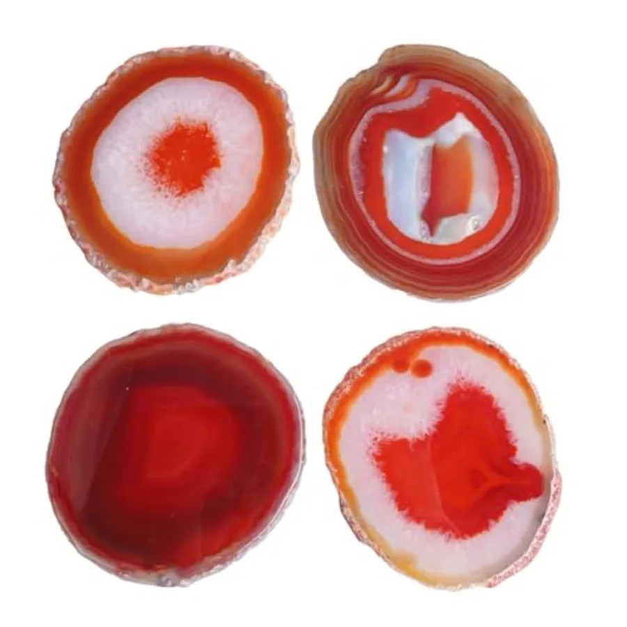 

Agate Coasters Set of 4 - Dyed Irregular Circle Stone Drink Coasters with Rubber Unique Home Decor