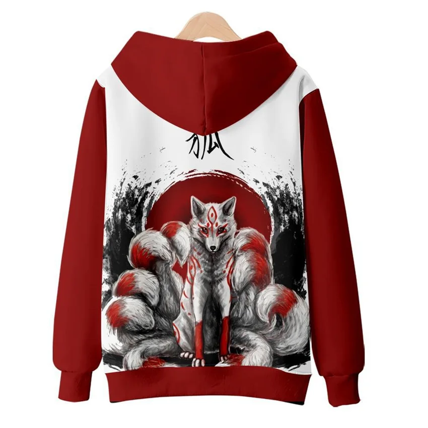 Faramita-Flower Fox 3D Digital Printing Hoodie, camisola estilo chinês, Casaco Streetwear, Casaco, Brand Clothing