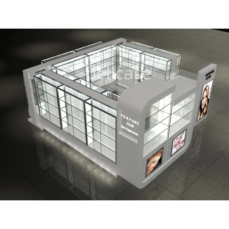 Customized. fashion design makeup showcase modern glass counter perfume display cabinet perfume kiosk stands mall Perfume bo