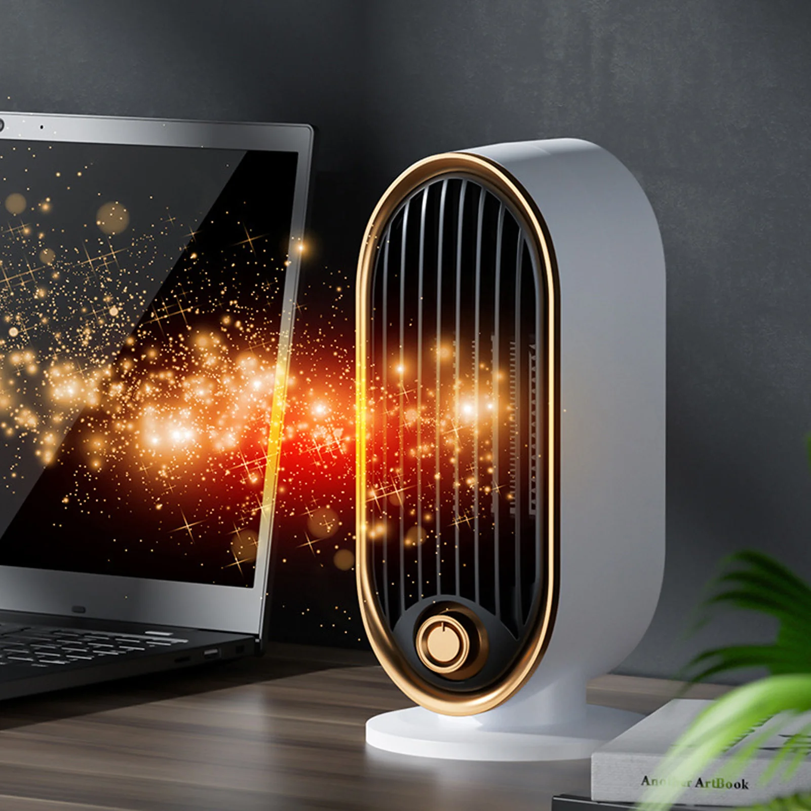 مروحة سخان صغيرة مزدوجة ساخنة باردة عمودية محمولة لسطح المكتب مكتب هادئ يستخدم مبردًا لتدفئة المساحة الشخصية لمكتب غرفة المنزل الداخلي #5