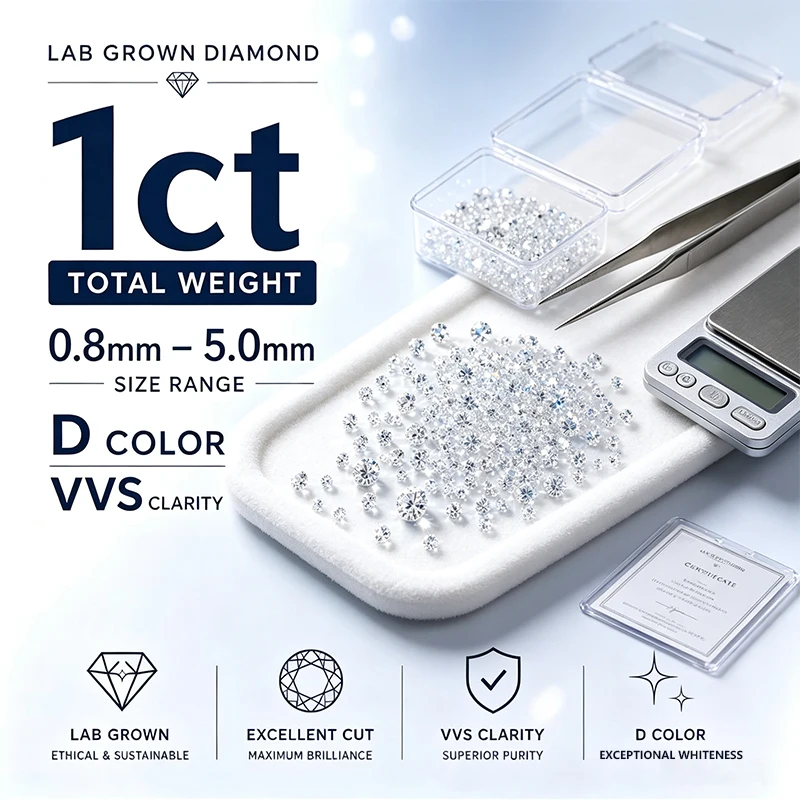 Loose Diamond Wholesale Lab Diamonds D VVS1 Top Melee Lab Grown Diamonds 0.8mm~5.0mm 1ct HPHT CVD VVS-VS Factory Price
