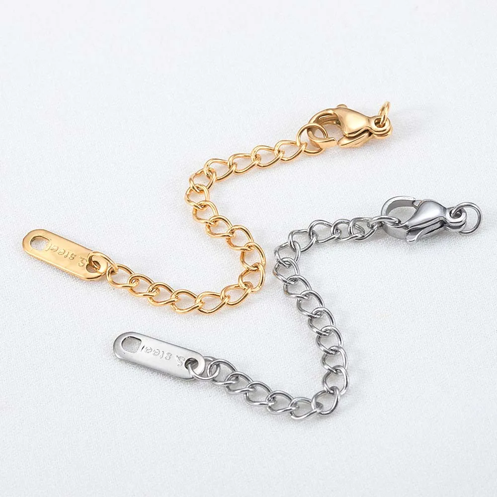 

50pcs 10pcs Stainless Steel Extended Extension Tail Chain Lobster Clasps Connector Bracelet Necklace DIY Jewelry Making Finding