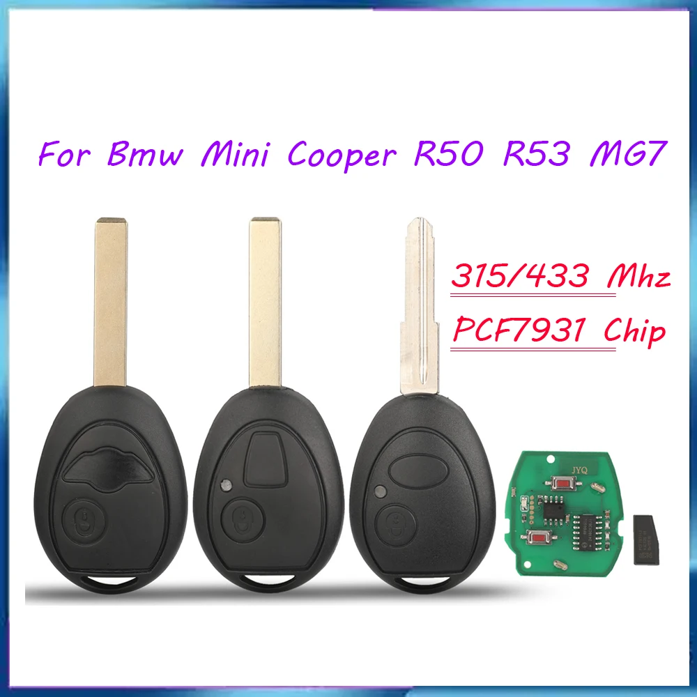 jingyuqin New 315/433Mhz Remote Car Key Fob For Bmw Mini Cooper R50 R53 MG7 Land Rover Discovery 1999-2004 Transponder PCF7931