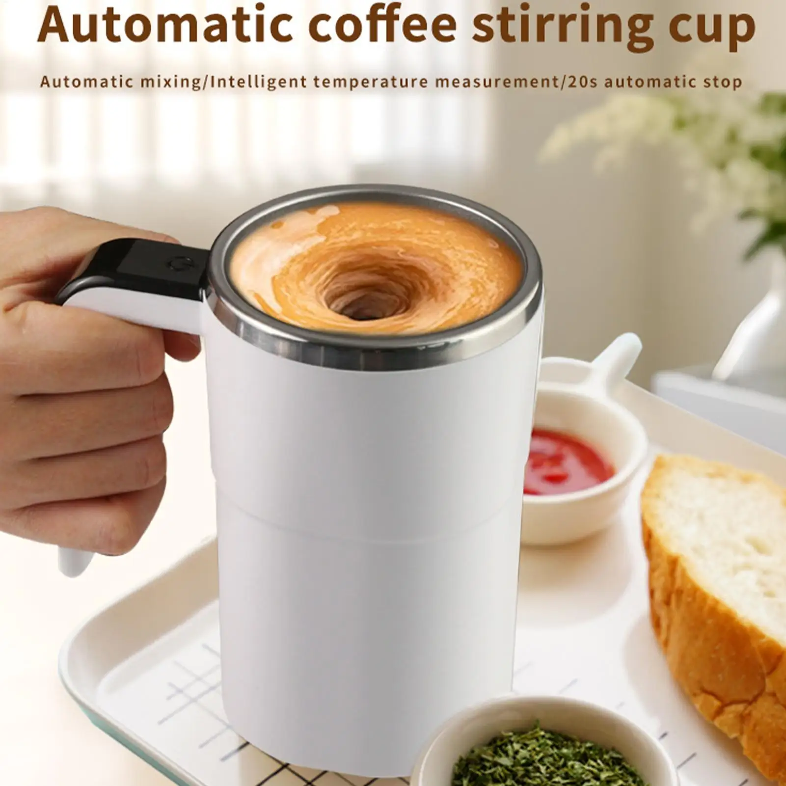 Automatic Mixing Coffee Cup Electric Rechargeable Mixer Self Stirrer Coffee Mug for Milk Cocoa Hot Chocolate Drinks Beverages