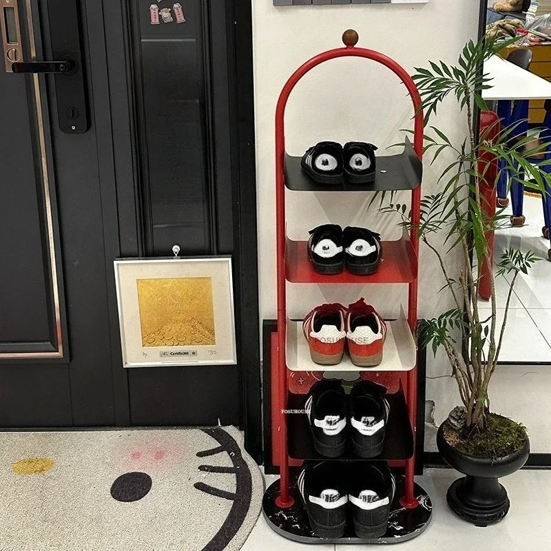 #Retro Iron Art Shoe Cabinets Modern Living Room Furniture Home Entryway Hallway Storage Organizer Creative Multi-layer Shoe Rac