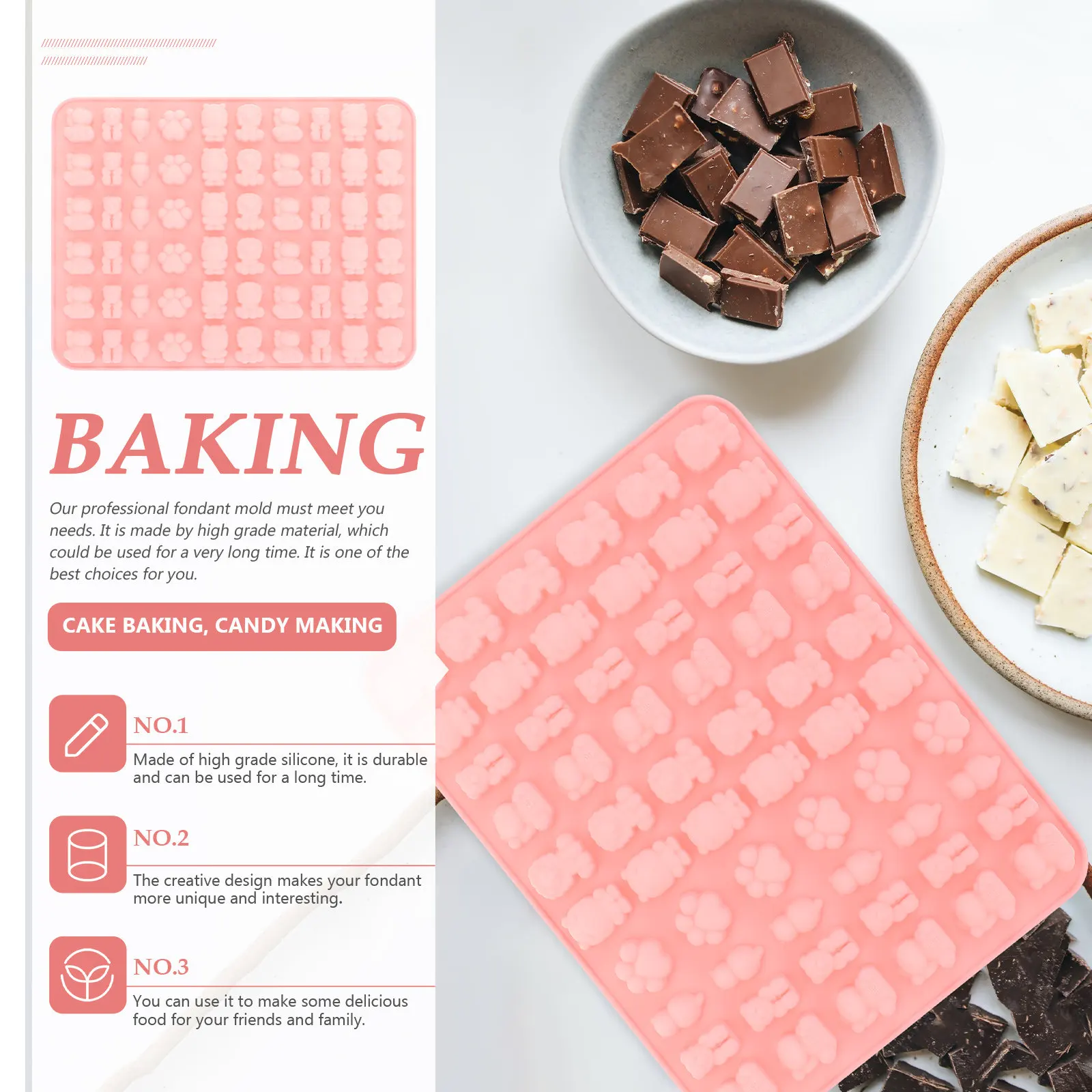 Professional Silicone Fondant Mold Cartoon Design High Temp Resistant for Bakery Home Kitchen Cake Shop Chocolate Fudge Candy