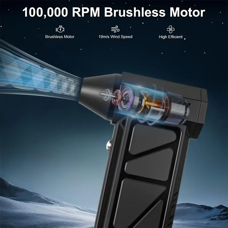 

Мини-пилосос с турбоструйным вентилятором, 130 000 об/мин, с 4-скоростным регулируемым бесщеточным двигателем и вентилятором с цифровым дисплеем