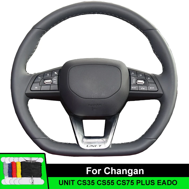 Protector para volante de coche para Changan UNIT CS35 CS55 CS75 PLUS EADO, accesorios de fibra de cuero para coche, envoltura de dirección resistente al desgaste