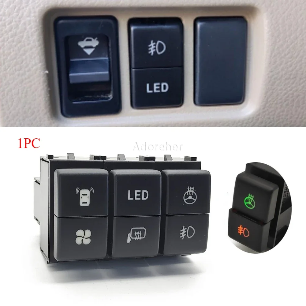 1PC Car Radar Fan LED Mirror Steering Wheel Heating Fog Lamp Dual Switch For Nissan Patrol Y62 Titan Xterra X-TRAIL