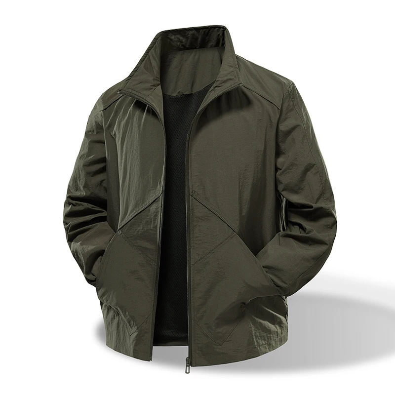 

Men's Outdoor Workwear Jaet Spring Autumn New Sle Elastic Waterproof Stand Collar Coat Outerwear Tee Acetate Fiber 00%