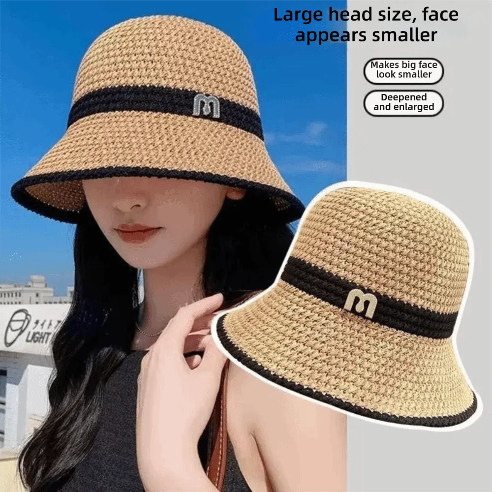 New High Quality Fashion Portable Casual Knitted Bucket Hat Breathable Foldable Fisherman Hat Hollow Bucket Hats Beach
