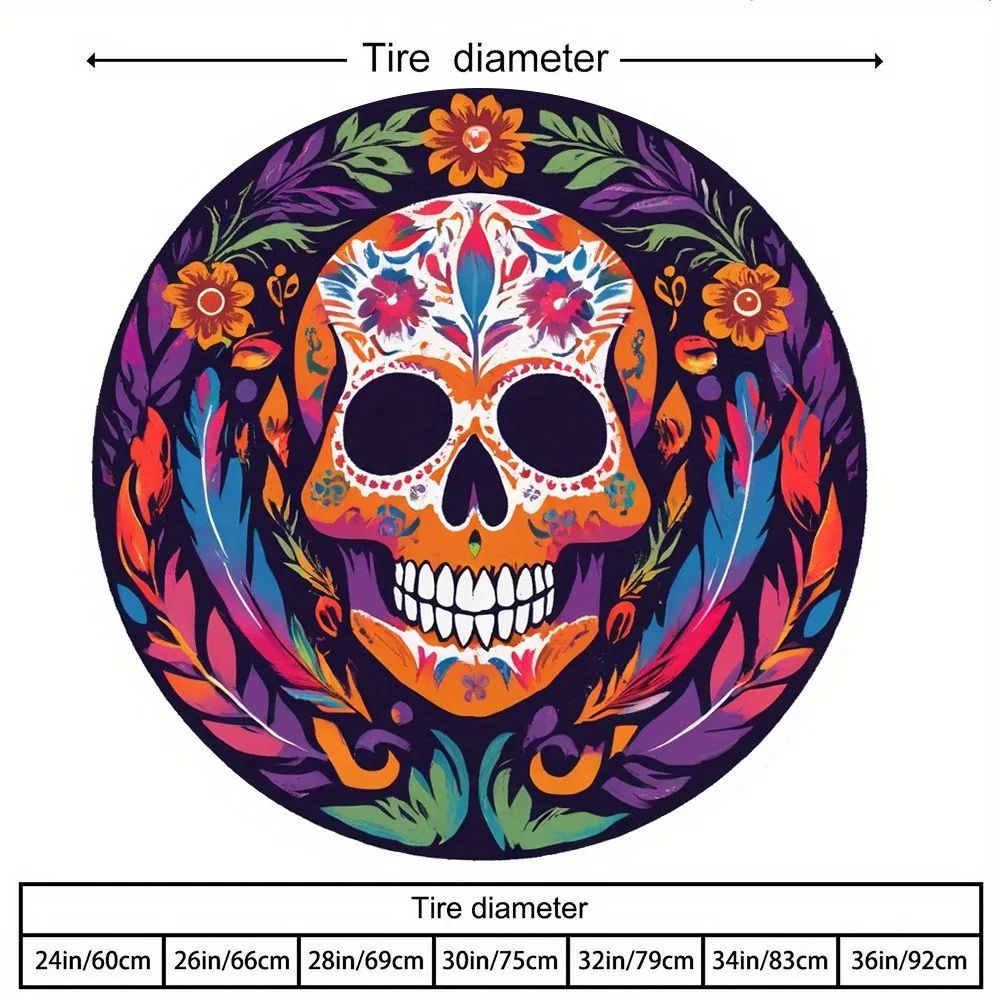 

Чехол для запасного колеса с рисунком Sugar Skull, эластичный, для защиты колеса, в стиле Дня мертвых.