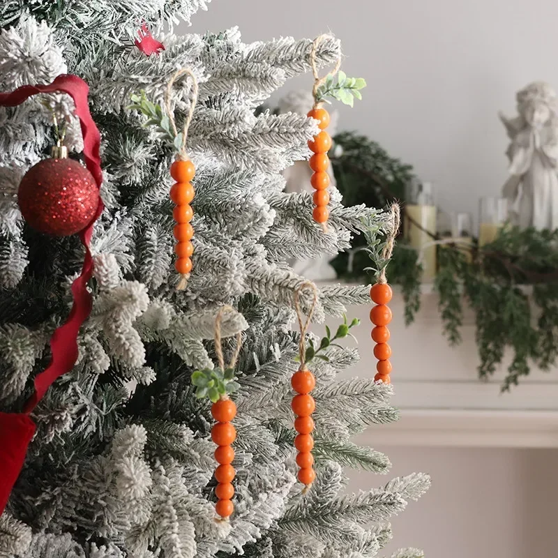 10pcs 2026 Latest Models Christmas Tree Pendants Candy Red White Crutch Photo Props Wooden Beads Strung Carrot Decor Ornaments