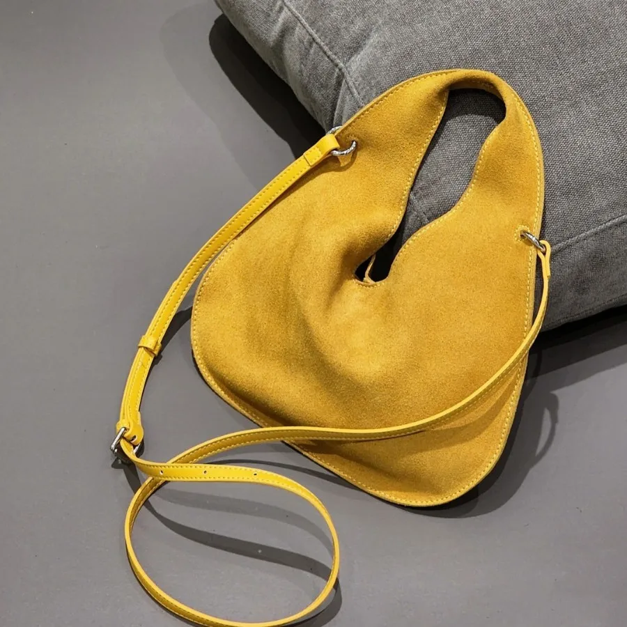 

2025 New Suede Frosted Cowhide Triangle Bag Fashion Dumpling Cloud Casual Versatile Single Shoulder Underarm Handbag