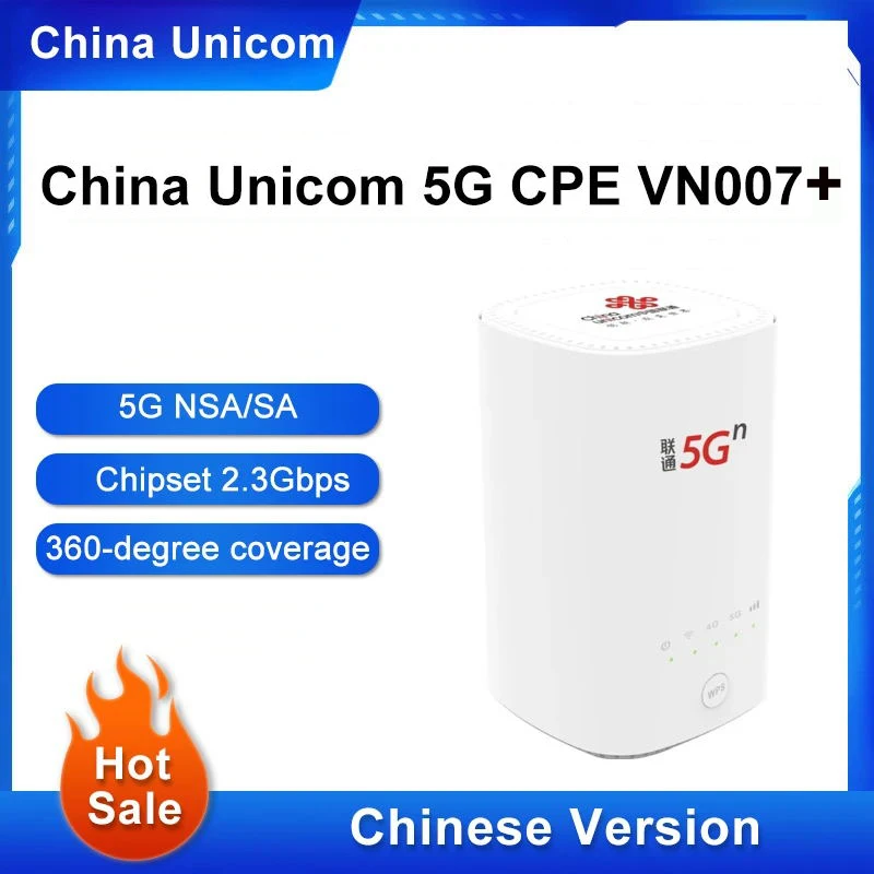 Новый китайский Unicom 5G CPE VN007 3/8 Гбит/с беспроводной маршрутизатор 5G NSA/SA NR n1/n3/n8/n20/n21/n77/n78/n79 4G LTE Band1/с SIM-картой