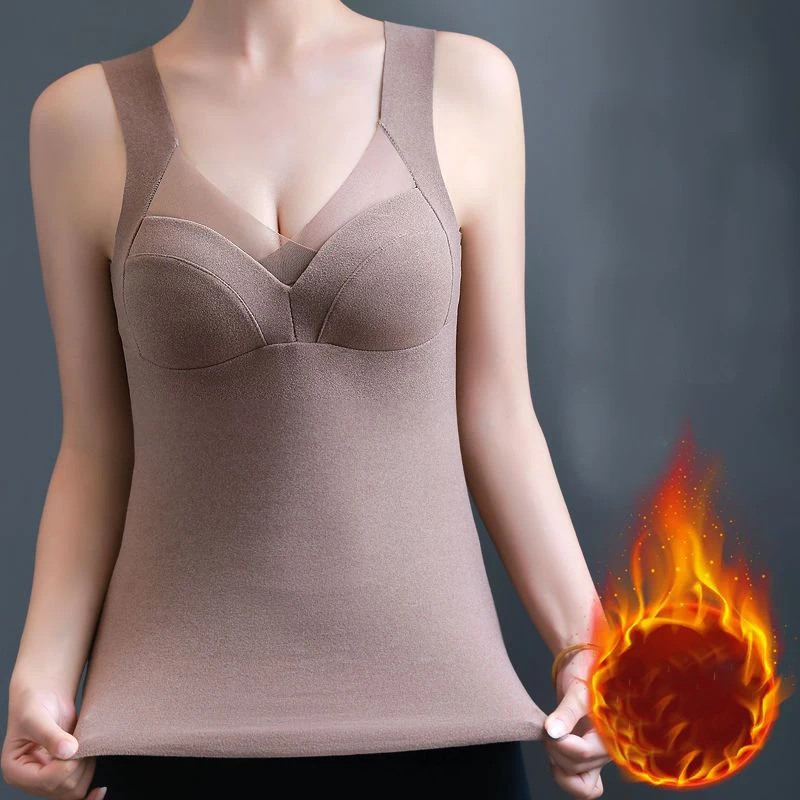 Women Velvet Vest Plush Winter Thickened Unwear Solid Color Thermal Underwear Camisole Warm Sling Vest Top Bottoming Clothing