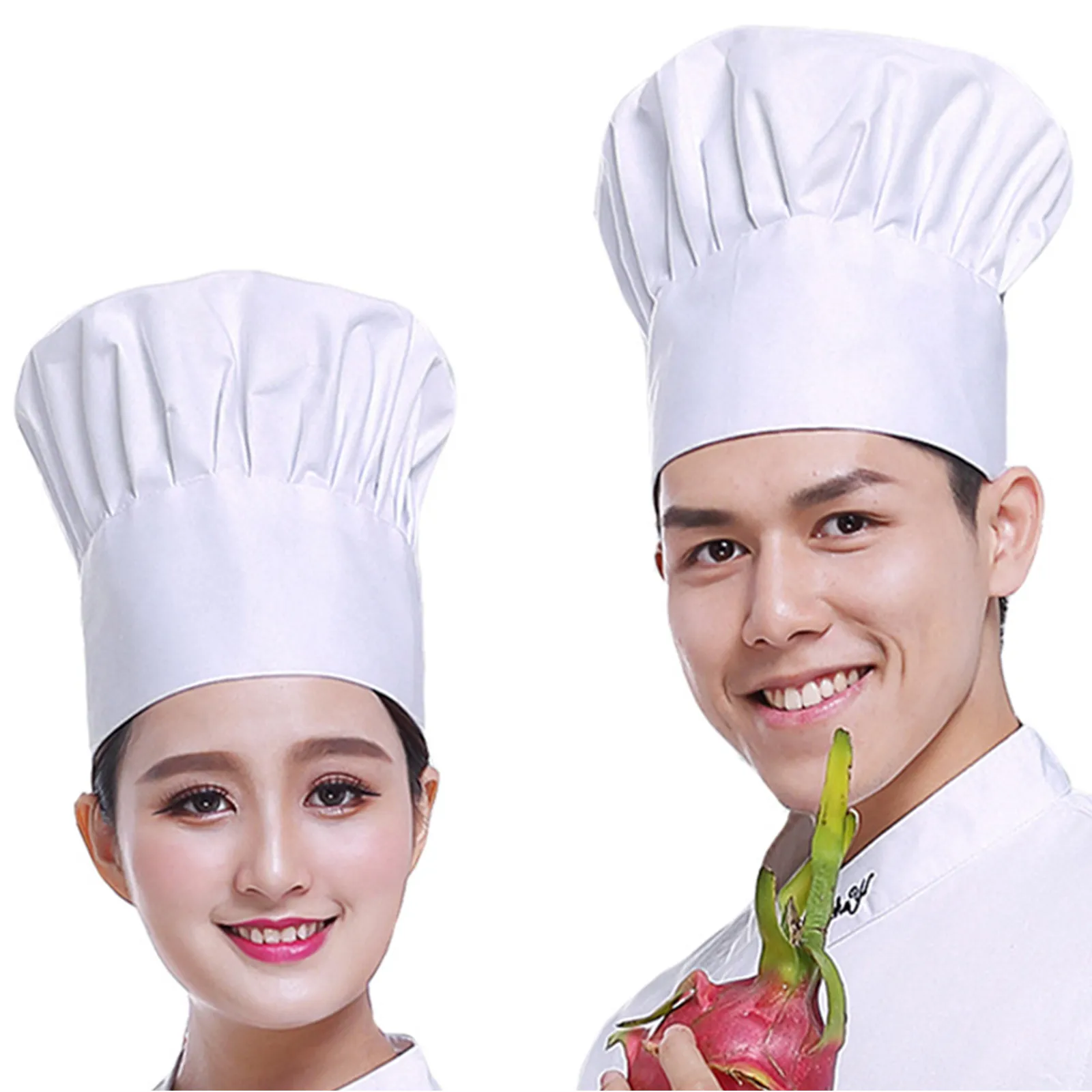 Czapka kucharska robocza, oddychająca, plisowana, lekka, do restauracji, hotelu, dla kelnerki, do fast foodu, do piekarni, jednolita.